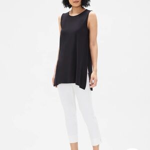 NWT Eileen Fisher Washable Stretch Crepe White Pant Slim Ankle reg $225